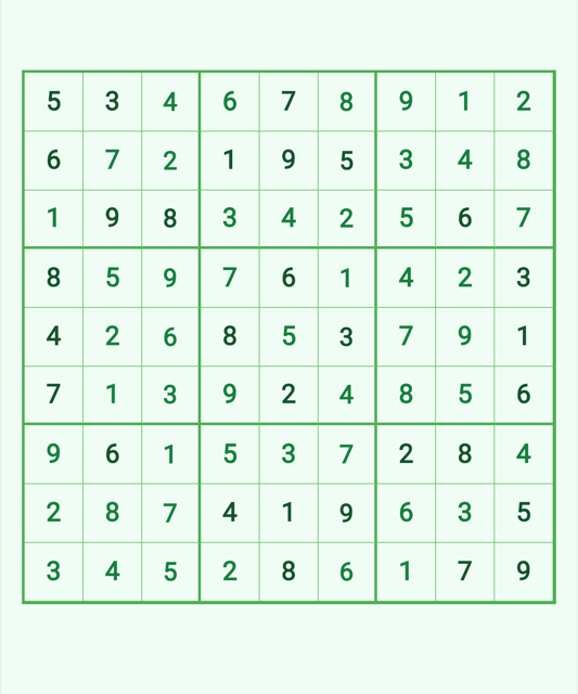 A completed Gridfulness puzzle